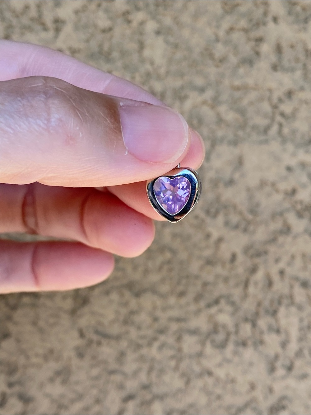 Lavender Moon Quartz Heart Charm S925 Sterling Silver Pendant